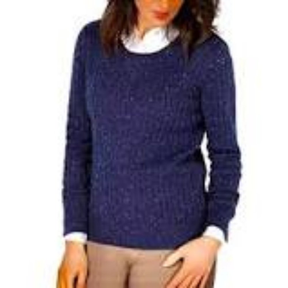 Karen Scott Navy Cable Knit Sweater